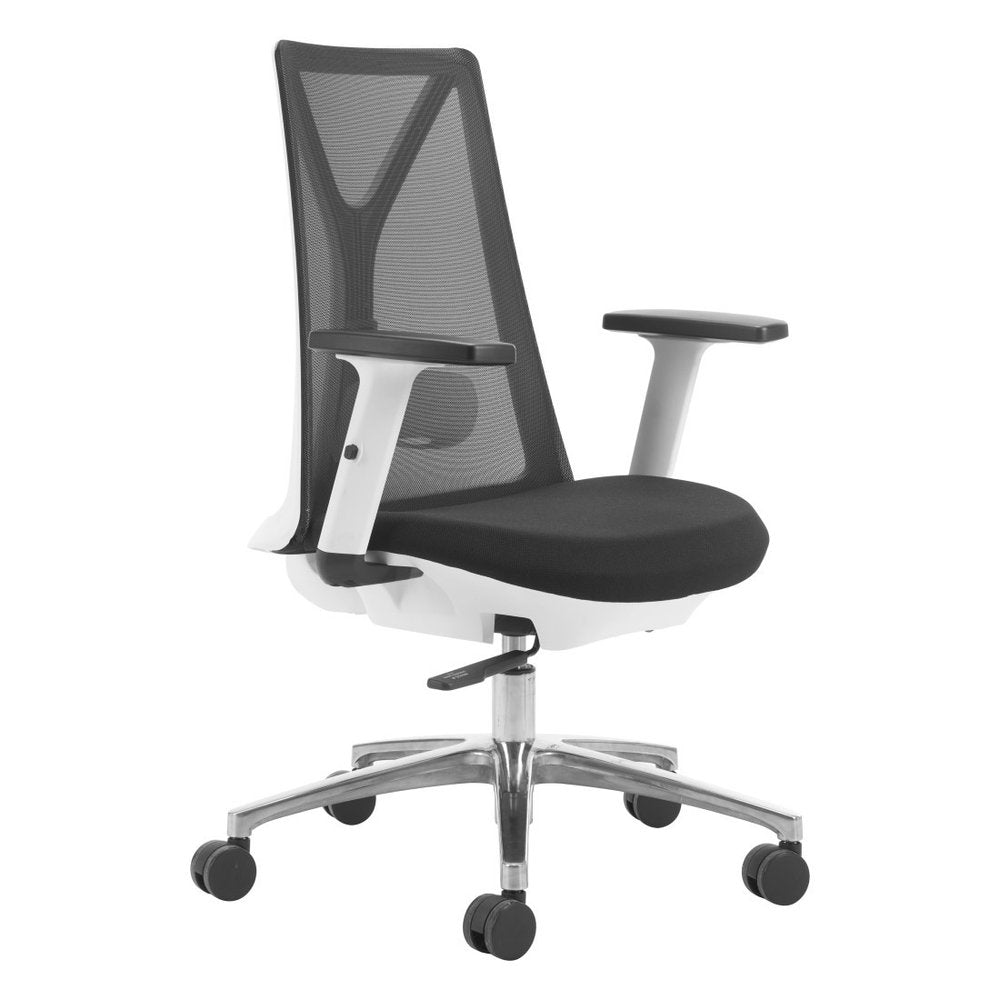 Black Silver and White Adjustable Height Swivel Rolling Office Chair HomeRoots