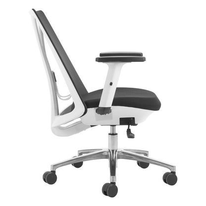 Black Silver and White Adjustable Height Swivel Rolling Office Chair HomeRoots