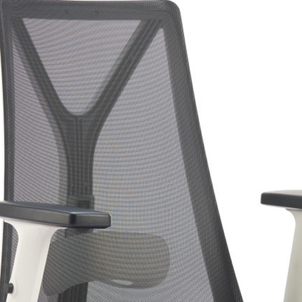 Black Silver and White Adjustable Height Swivel Rolling Office Chair HomeRoots