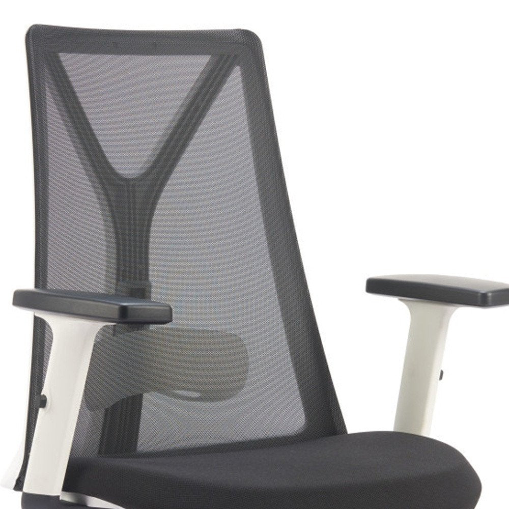 Black Silver and White Adjustable Height Swivel Rolling Office Chair HomeRoots