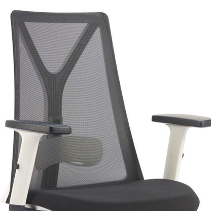 Black Silver and White Adjustable Height Swivel Rolling Office Chair HomeRoots