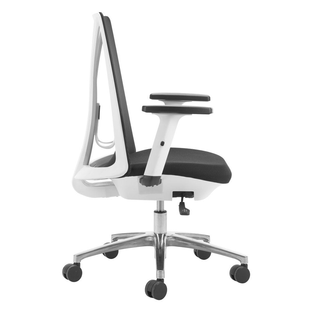 Black Silver and White Adjustable Height Swivel Rolling Office Chair HomeRoots