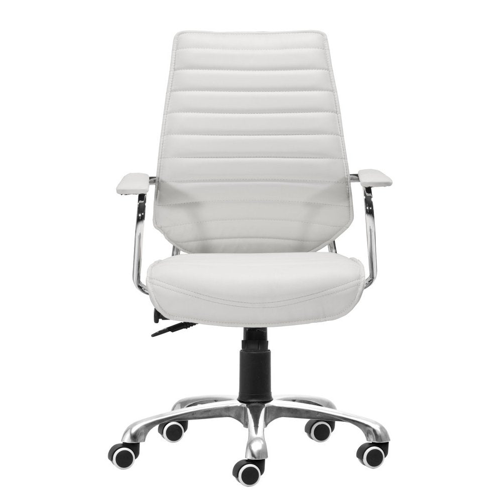White and Silver Adjustable Height Swivel Rolling Office Chair HomeRoots