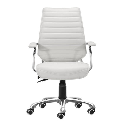 White and Silver Adjustable Height Swivel Rolling Office Chair HomeRoots