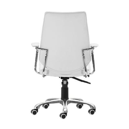 White and Silver Adjustable Height Swivel Rolling Office Chair HomeRoots