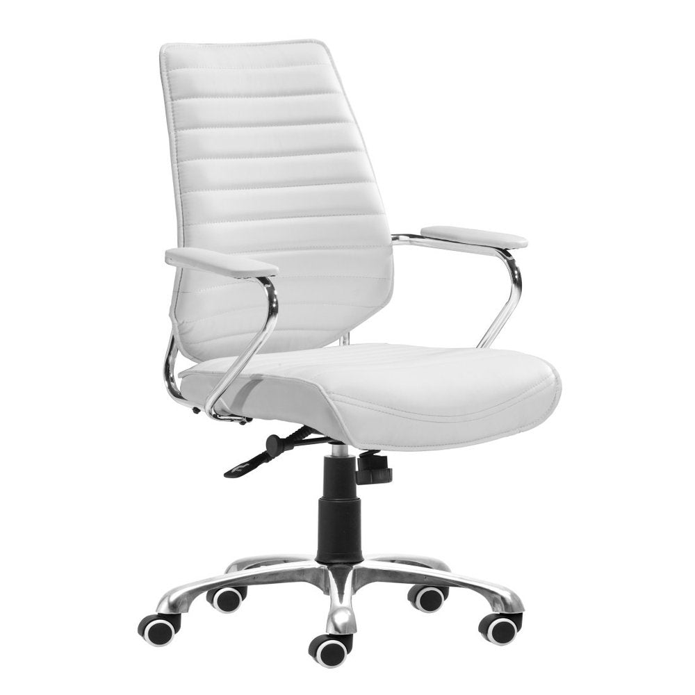 White and Silver Adjustable Height Swivel Rolling Office Chair HomeRoots