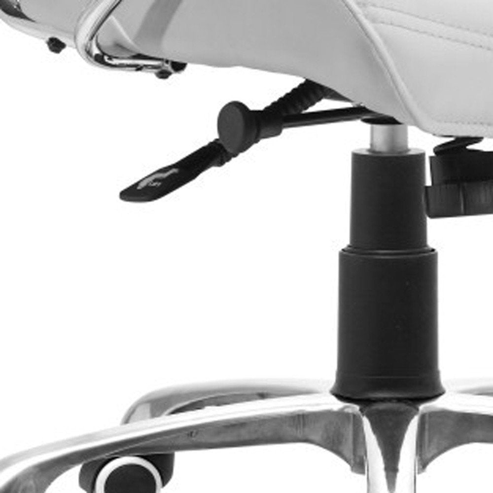 White and Silver Adjustable Height Swivel Rolling Office Chair HomeRoots
