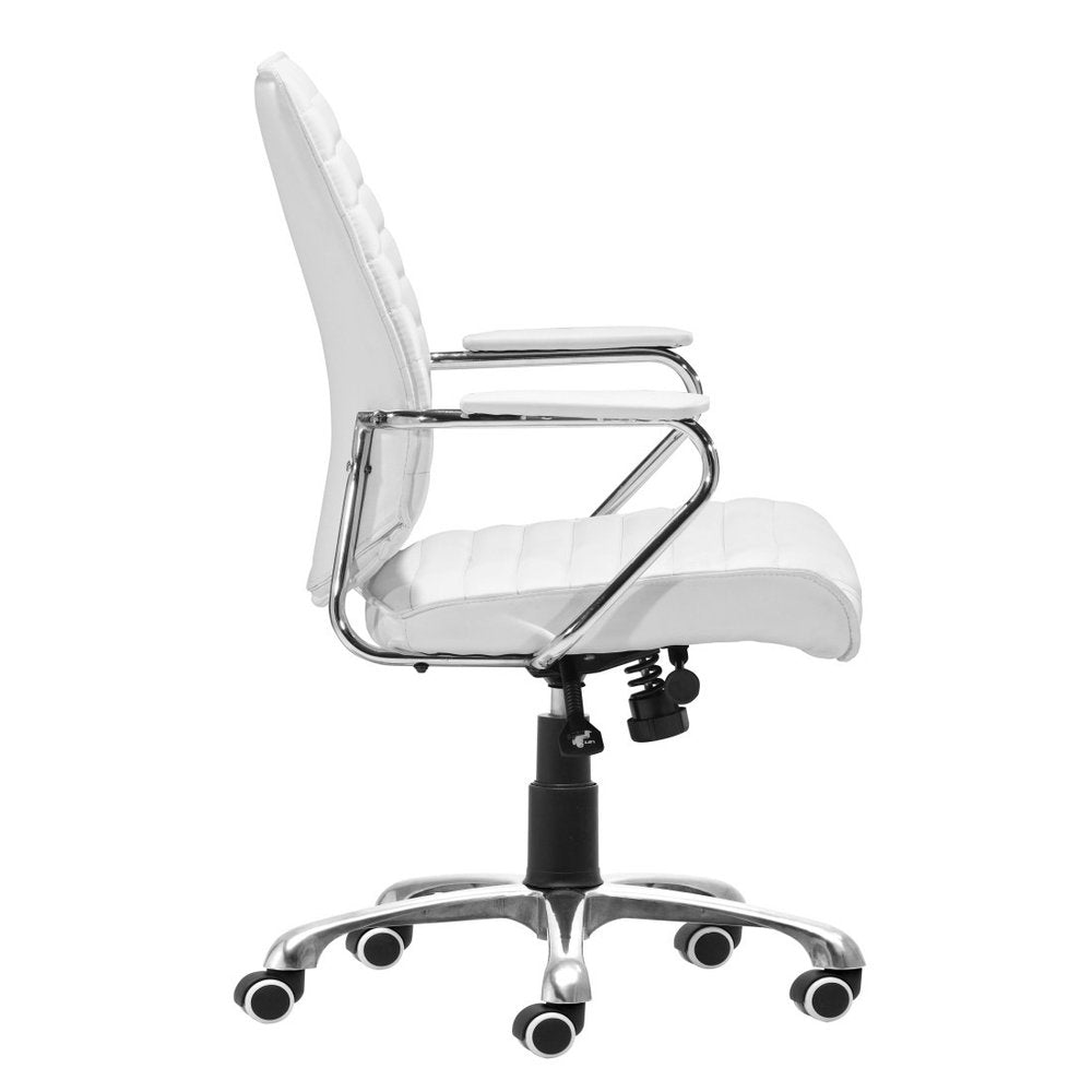 White and Silver Adjustable Height Swivel Rolling Office Chair HomeRoots
