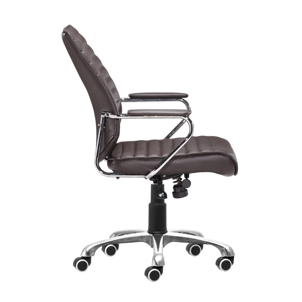 Espresso and Silver Adjustable Height Swivel Rolling Office Chair HomeRoots