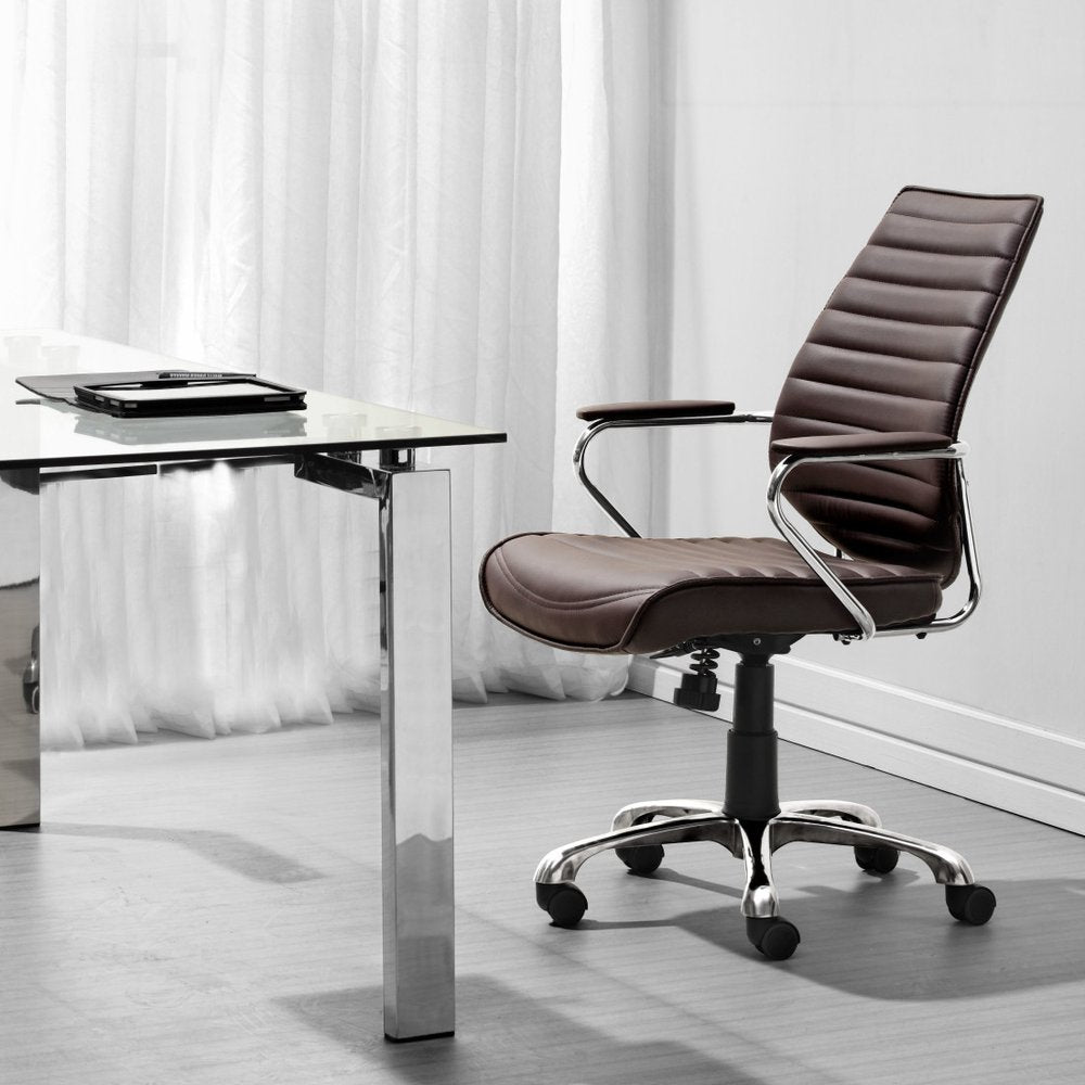 Espresso and Silver Adjustable Height Swivel Rolling Office Chair HomeRoots