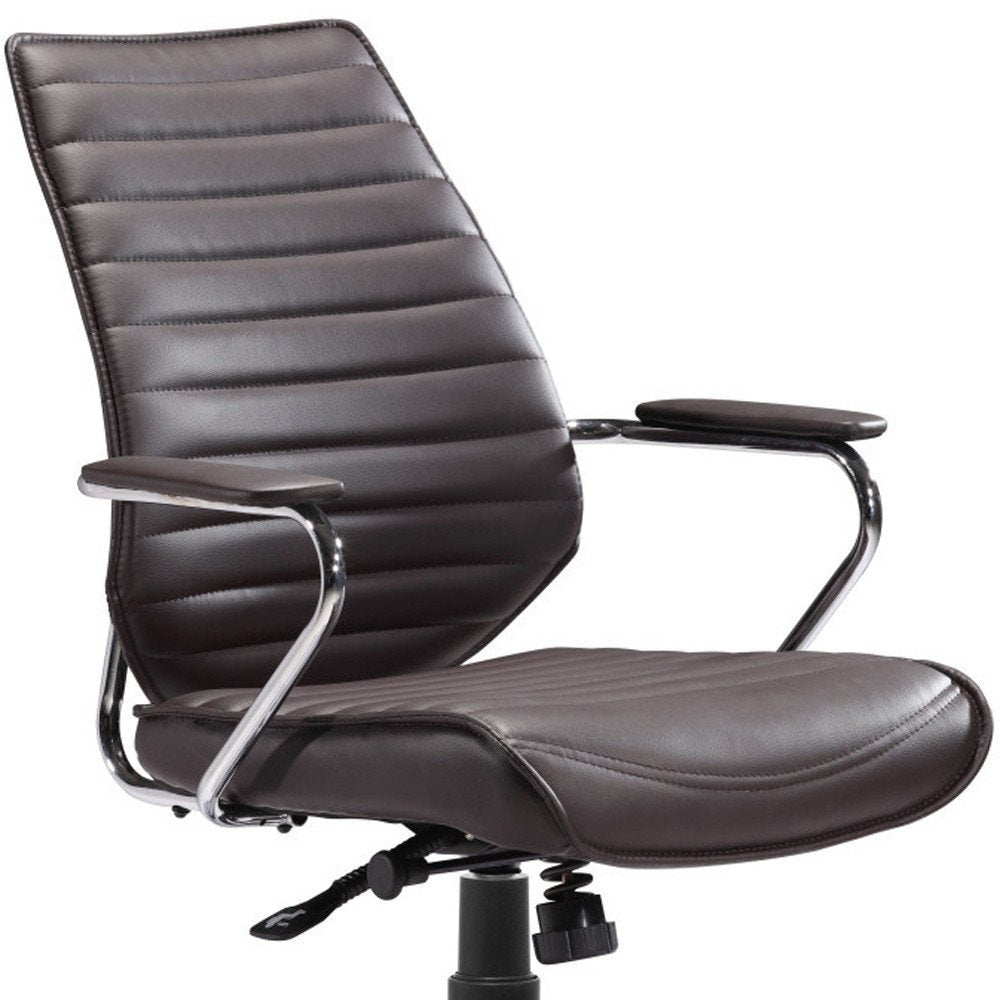 Espresso and Silver Adjustable Height Swivel Rolling Office Chair HomeRoots