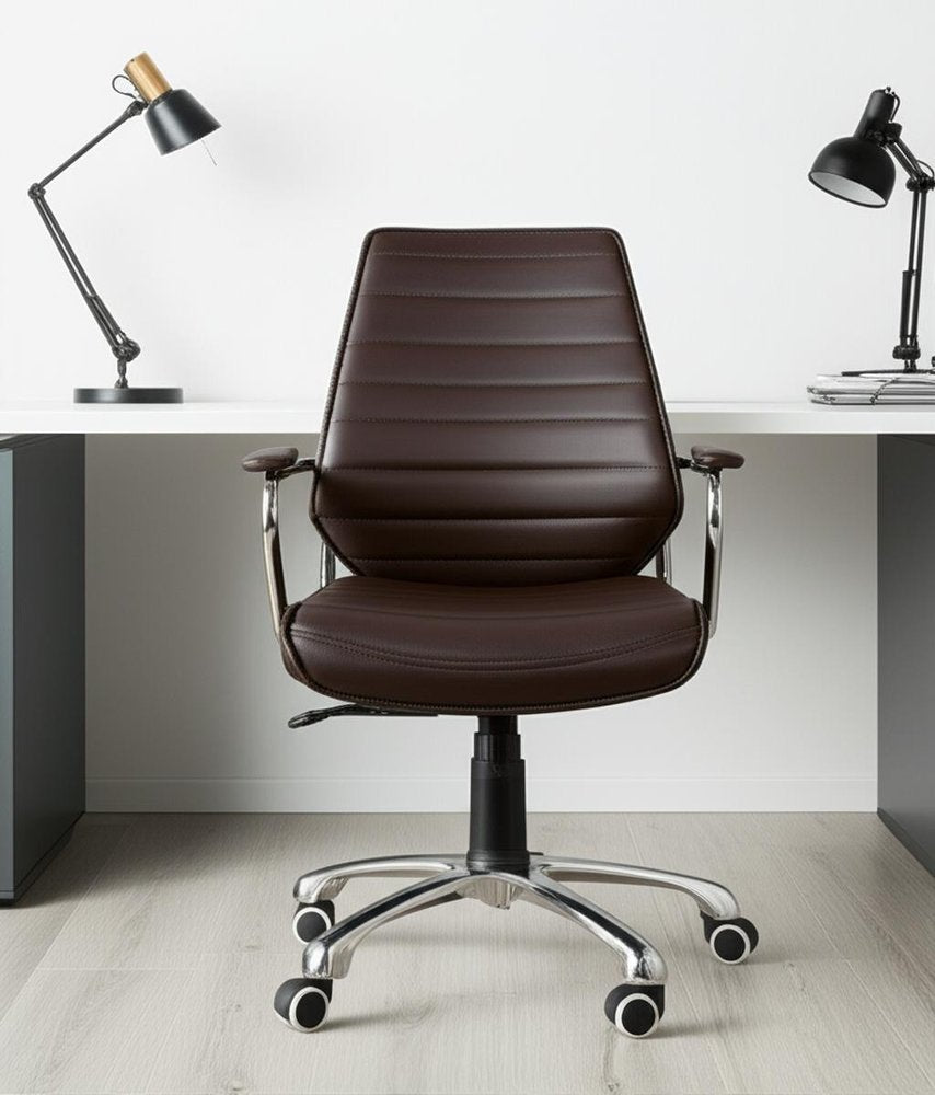 Espresso and Silver Adjustable Height Swivel Rolling Office Chair HomeRoots