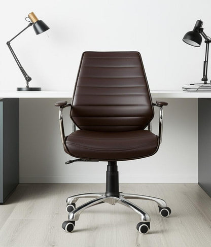 Espresso and Silver Adjustable Height Swivel Rolling Office Chair HomeRoots