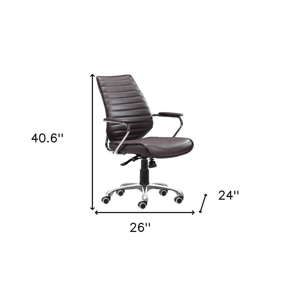 Espresso and Silver Adjustable Height Swivel Rolling Office Chair HomeRoots