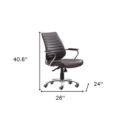 Espresso and Silver Adjustable Height Swivel Rolling Office Chair HomeRoots