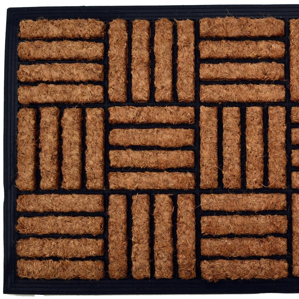 18" X 30" Beige and Black Rubber and Coir Outdoor Door Mat — view 4