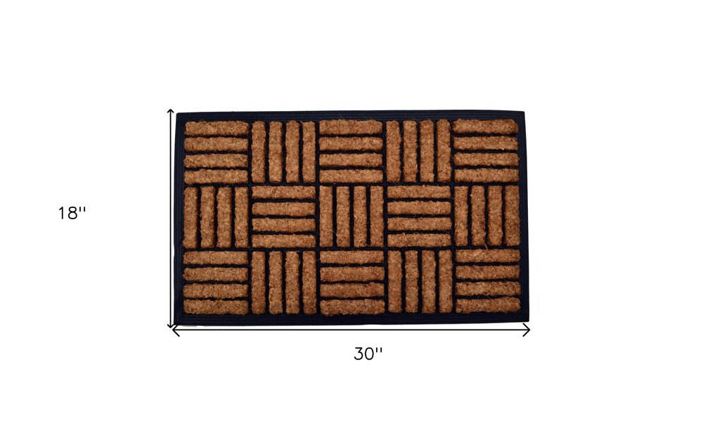 18" X 30" Beige and Black Rubber and Coir Outdoor Door Mat — view 5