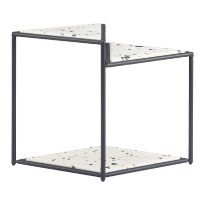 20" Black and White Wood and Steel Triangular Pedestal End Table HomeRoots