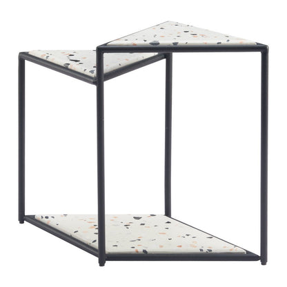 20" Black and White Wood and Steel Triangular Pedestal End Table HomeRoots