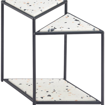 20" Black and White Wood and Steel Triangular Pedestal End Table HomeRoots