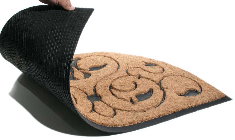 30" X 48" Beige and Black Rubber and Coir Outdoor Semi Circle Door Mat — view 3