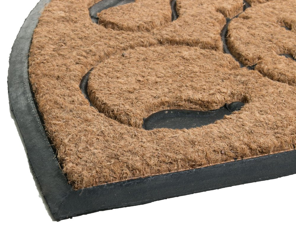 30" X 48" Beige and Black Rubber and Coir Outdoor Semi Circle Door Mat — view 4