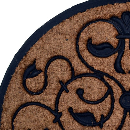 30" X 48" Beige and Black Rubber and Coir Outdoor Semi Circle Door Mat