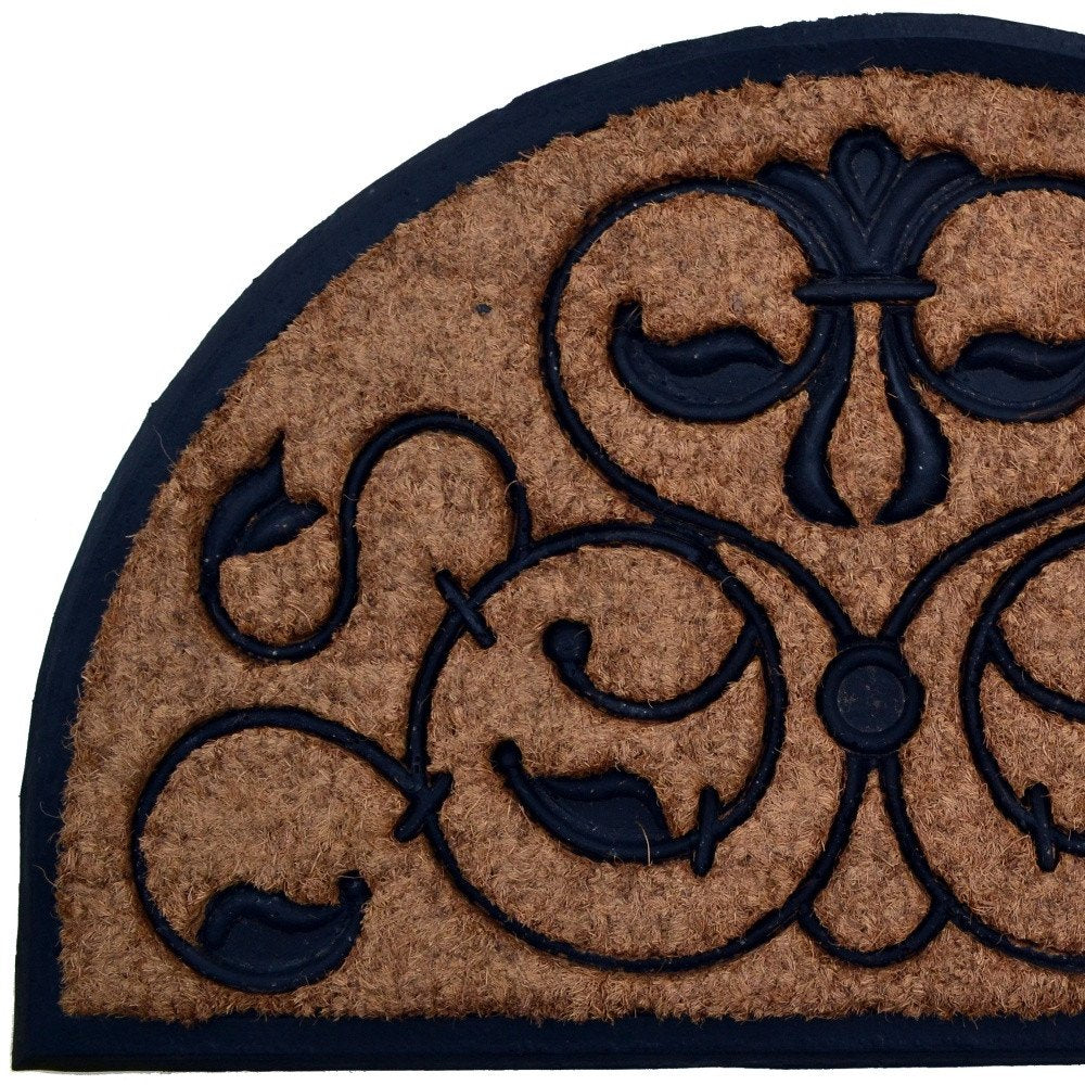30" X 48" Beige and Black Rubber and Coir Outdoor Semi Circle Door Mat — view 6