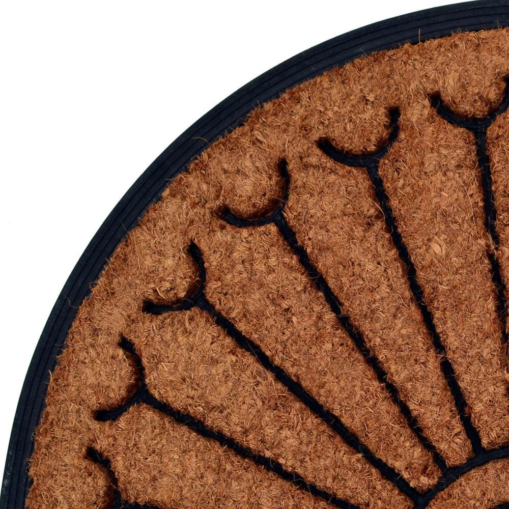18" X 30" Beige and Black Rubber and Coir Outdoor Semi Circle Door Mat — view 3
