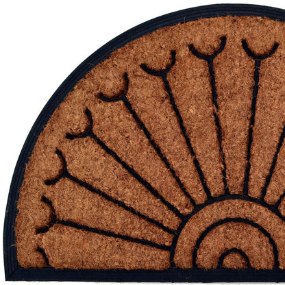 18" X 30" Beige and Black Rubber and Coir Outdoor Semi Circle Door Mat HomeRoots
