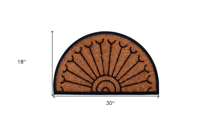 18" X 30" Beige and Black Rubber and Coir Outdoor Semi Circle Door Mat HomeRoots