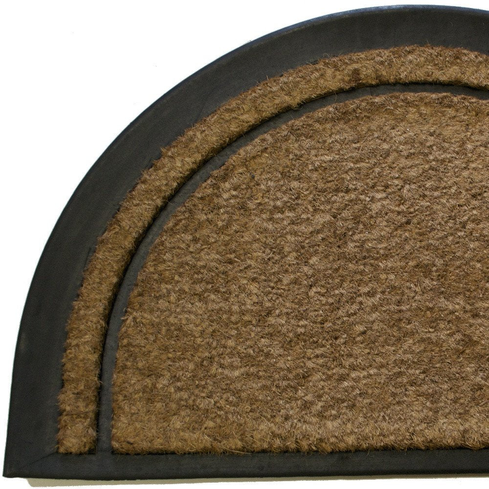 20" X 32" Beige and Black Rubber and Coir Outdoor Semi Circle Door Mat — view 4