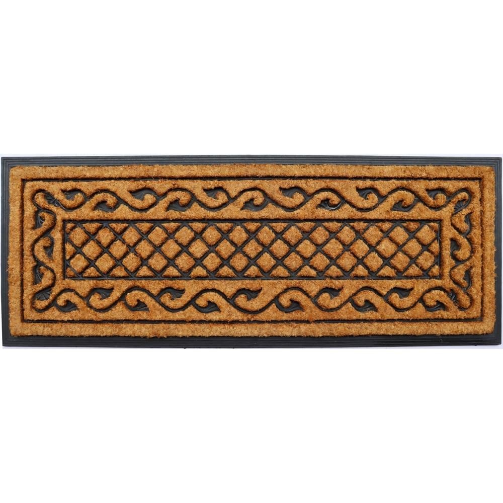 18" X 47" Beige and Black Rubber and Coir Outdoor Door Mat — view 1