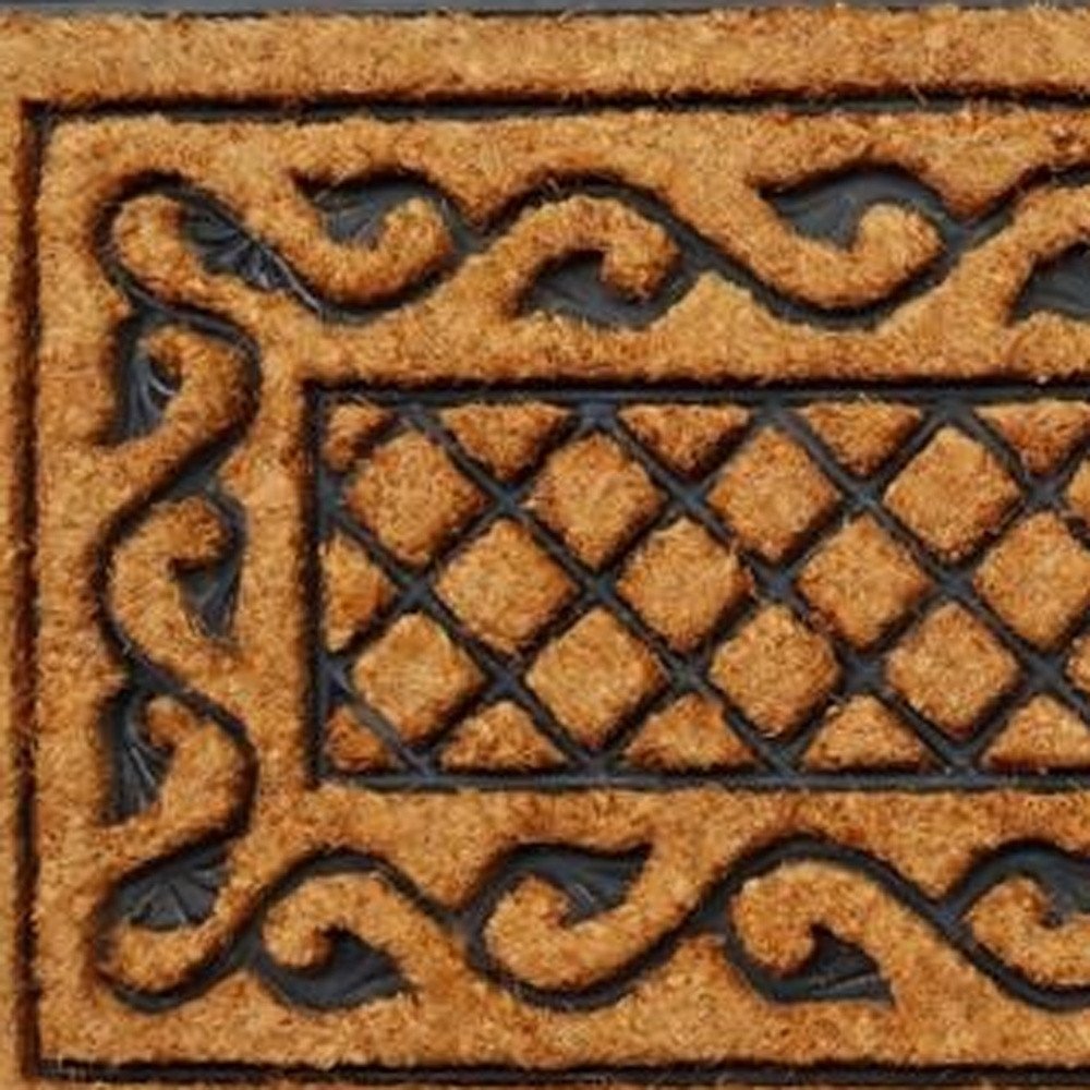 18" X 47" Beige and Black Rubber and Coir Outdoor Door Mat — view 3
