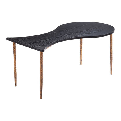 Set of Two Black and Bronze Wood and Steel Free Form Coffee And End Table HomeRoots