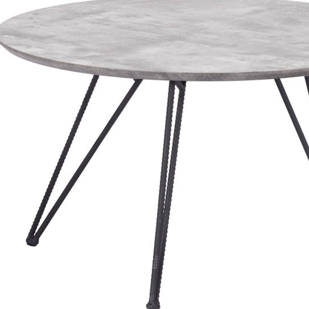 Set of Two Gray and Black Wood and Steel Round Nested Coffee Tables HomeRoots