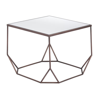 Set of Two Silver and Bronze Mirrored Glass and Steel Square Abstract Bunching Coffee Tables HomeRoots