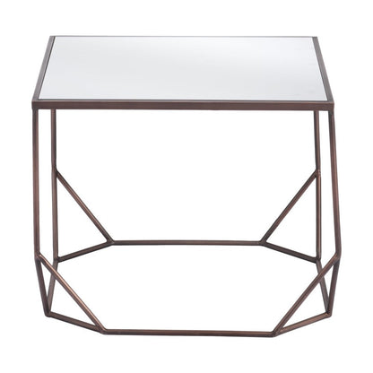 Set of Two Silver and Bronze Mirrored Glass and Steel Square Abstract Bunching Coffee Tables HomeRoots