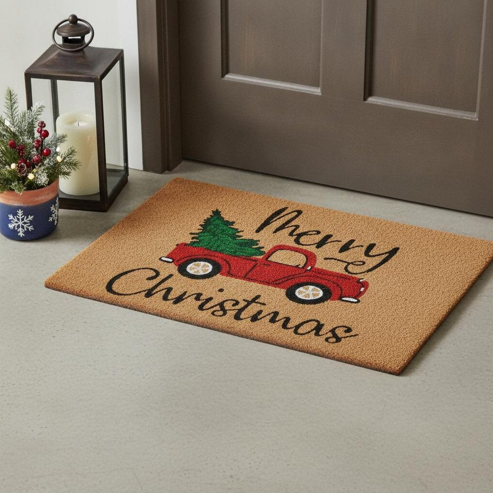 24" X 36" Brown Red And Green Christmas Merry Christmas Outdoor Coir Door Mat — view 6