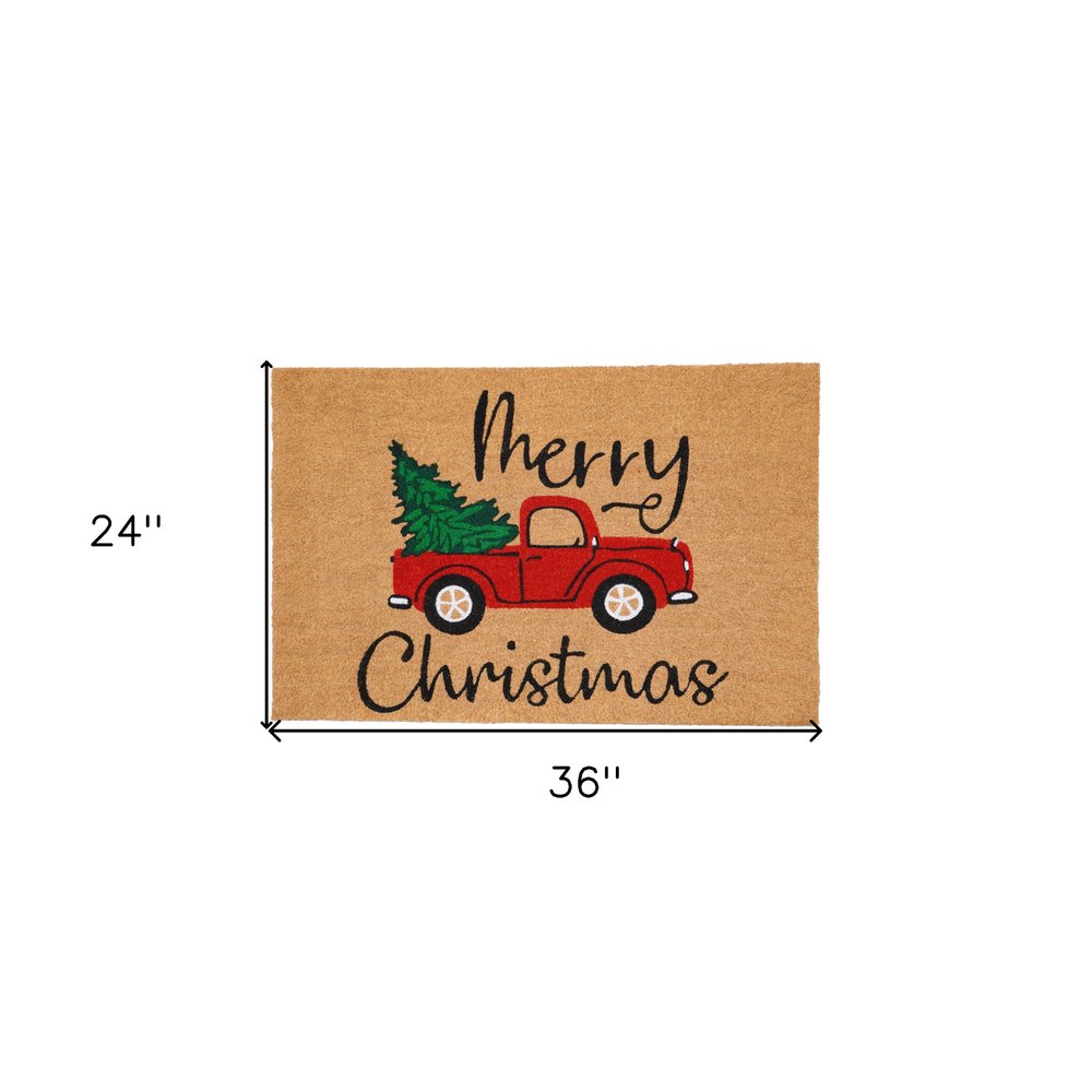 24" X 36" Brown Red And Green Christmas Merry Christmas Outdoor Coir Door Mat — view 5