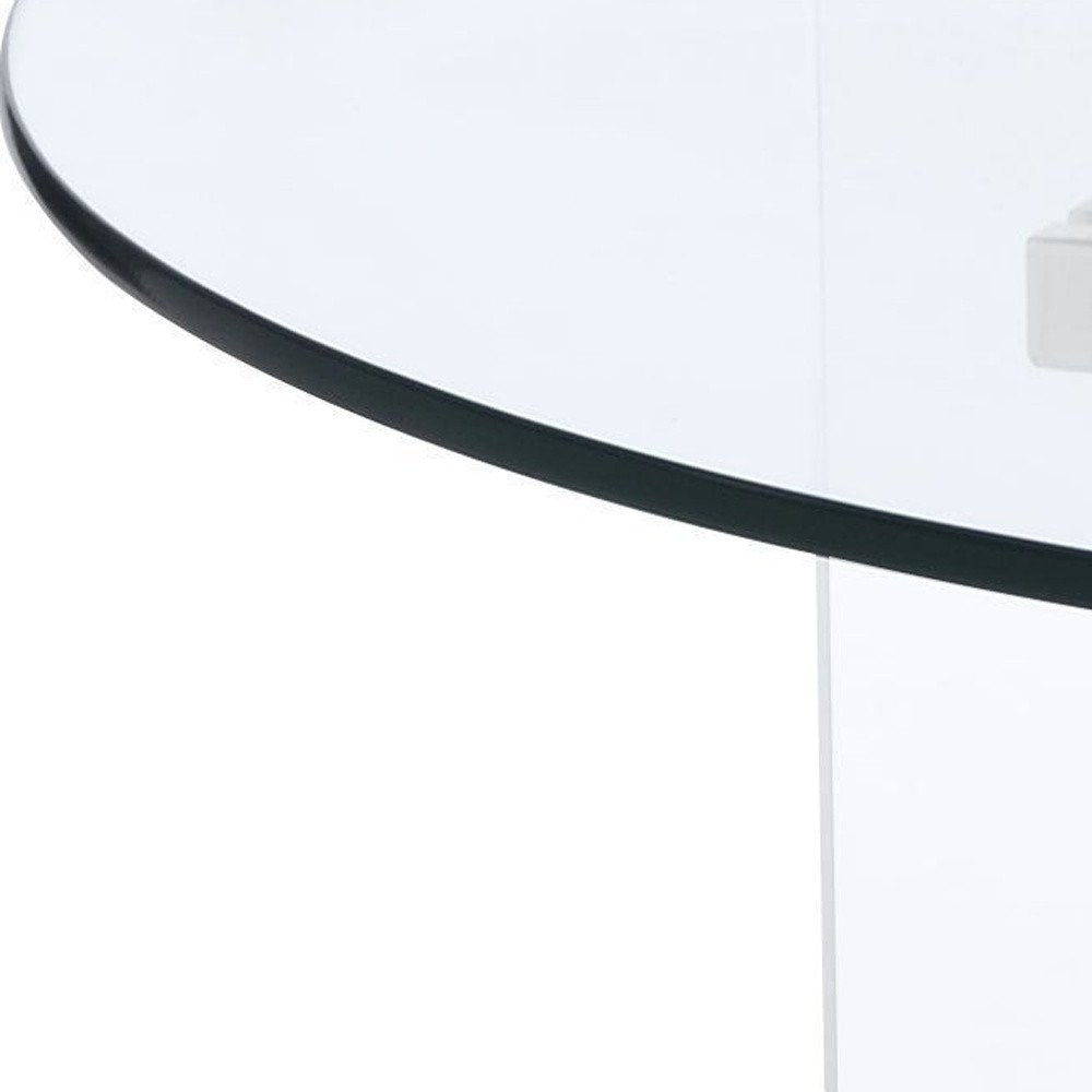 41" Clear and Gold Glass Acrylic and Brass Round Coffee Table HomeRoots