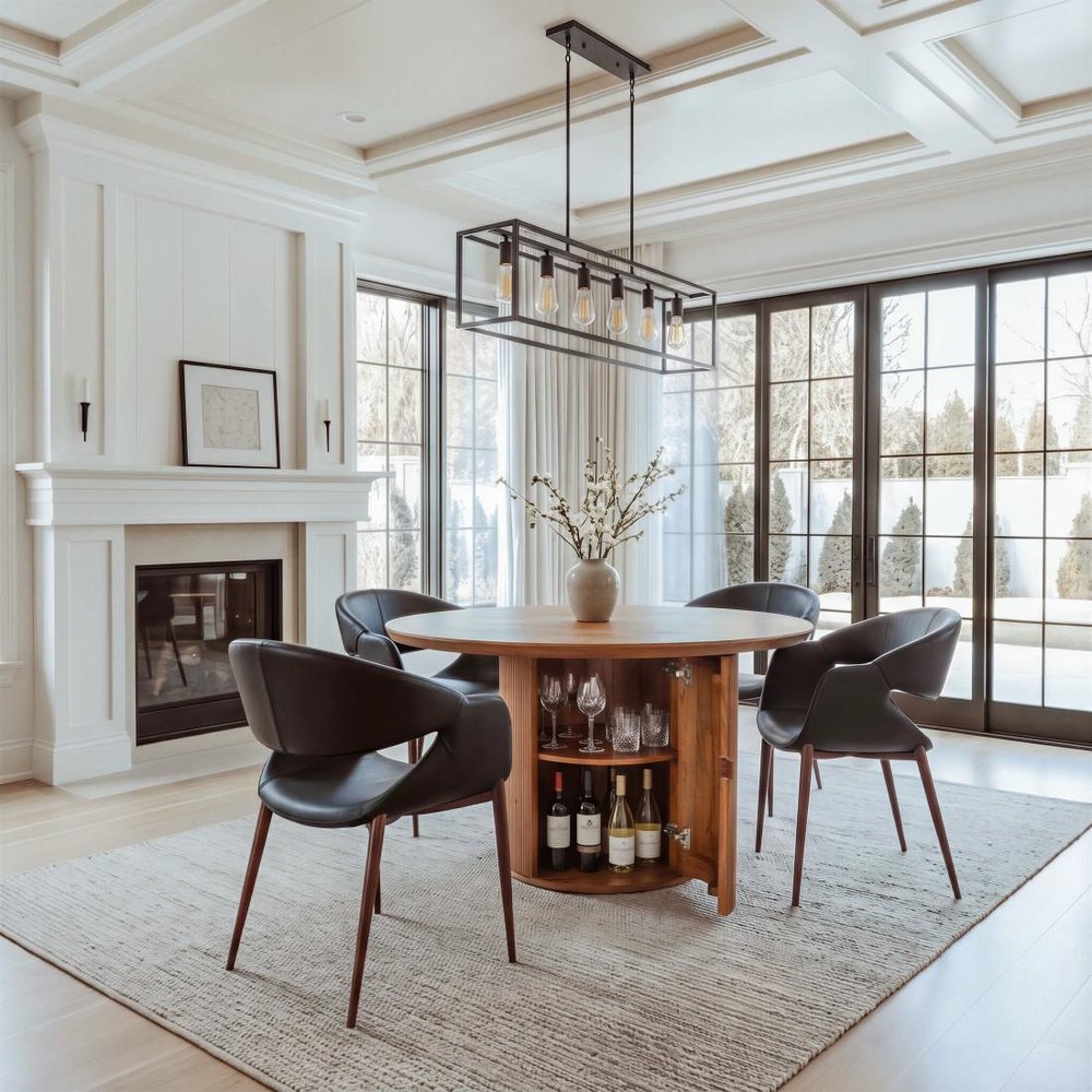 56" Brown Solid Wood Ribbed Texture Pedestal Base Round Dining Table HomeRoots