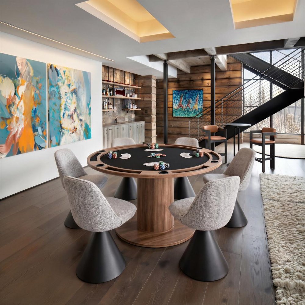 54" Natural And Black Round Convertible Game Table HomeRoots