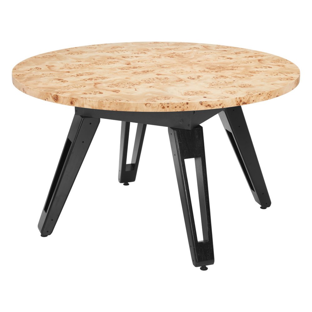54" Natural Burl And Black Round Convertible Game Table HomeRoots