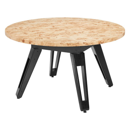 54" Natural Burl And Black Round Convertible Game Table HomeRoots