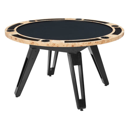 54" Natural Burl And Black Round Convertible Game Table HomeRoots