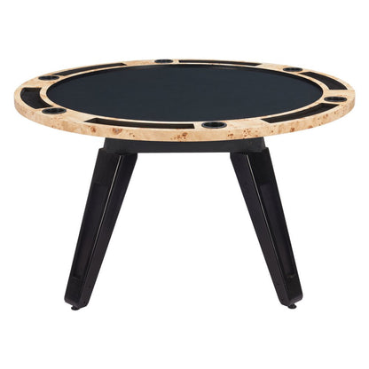 54" Natural Burl And Black Round Convertible Game Table HomeRoots