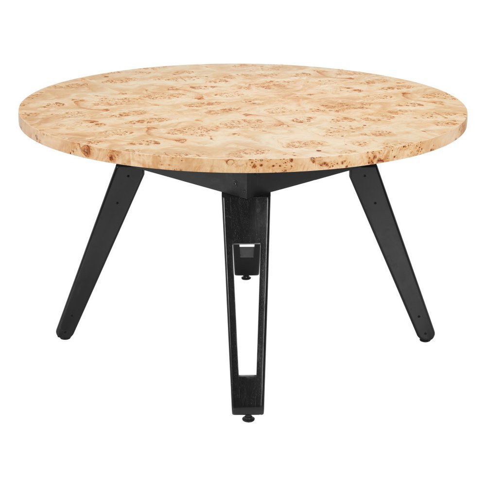 54" Natural Burl And Black Round Convertible Game Table HomeRoots