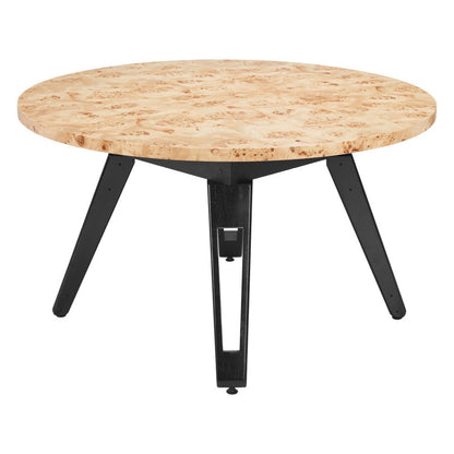 54" Natural Burl And Black Round Convertible Game Table HomeRoots