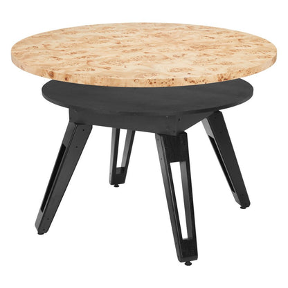 54" Natural Burl And Black Round Convertible Game Table HomeRoots